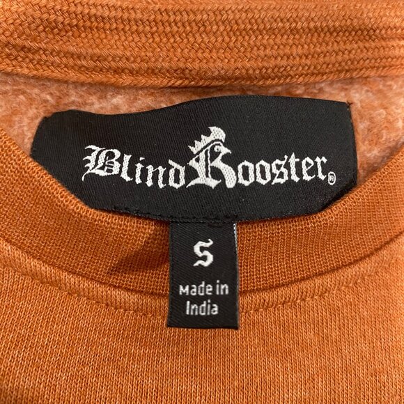 Blind Rooster Embroidered Asian art Dragon Sweatshirt Men’s Small Amber orange - Picture 4 of 10